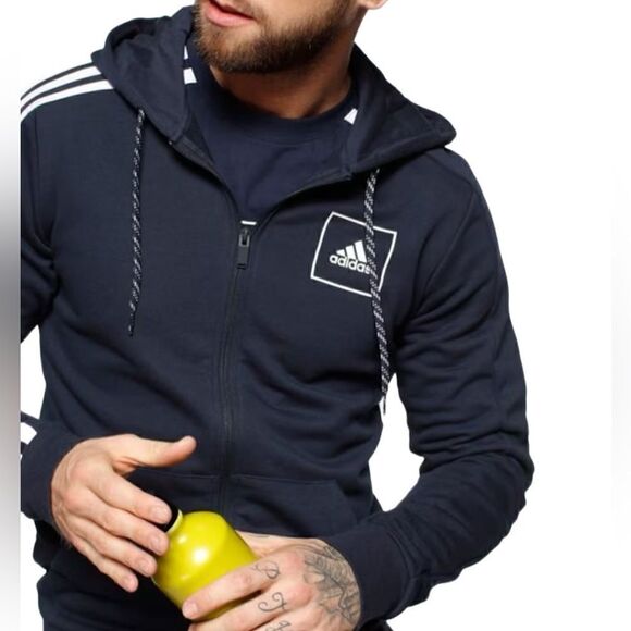 ADIDAS SPORTSWEAR Athletic Zip-Up Hoodie Navy size medium - Picture 3 of 16